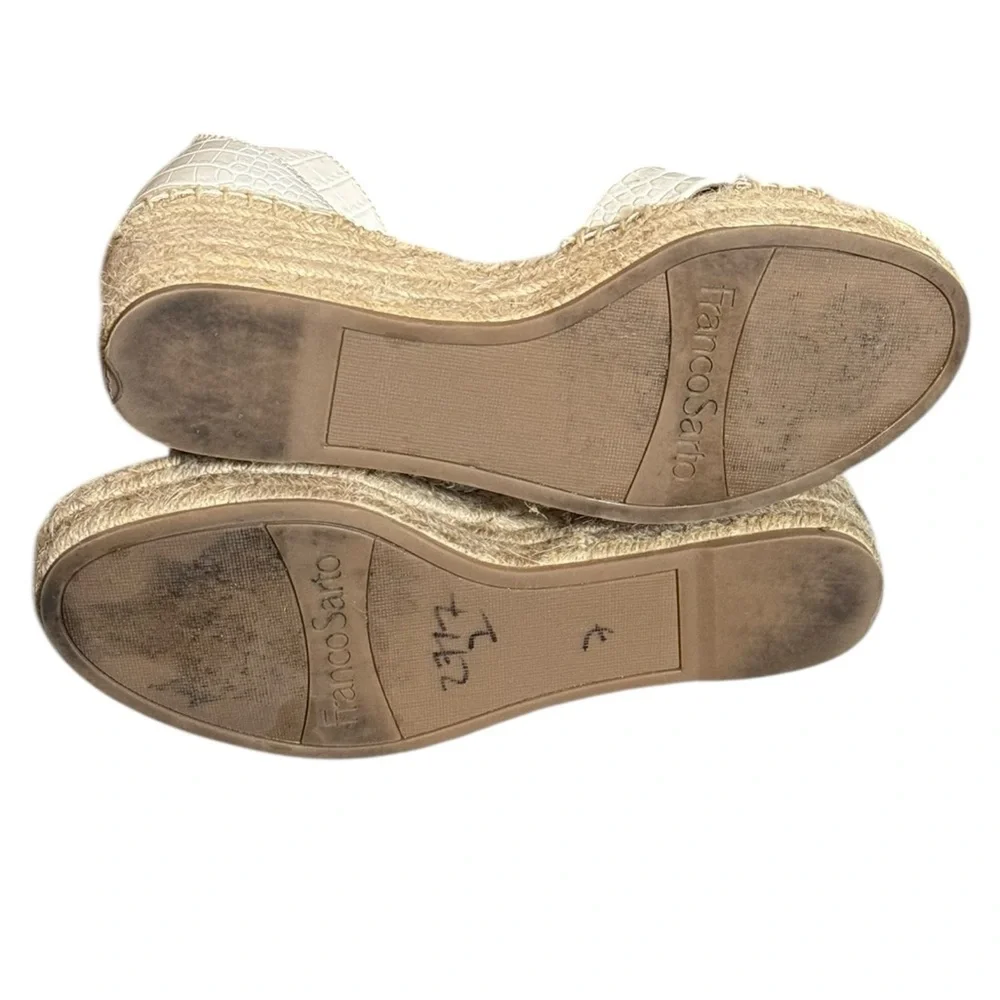 Franco Sarto White Croc-Embossed Espadrilles 7